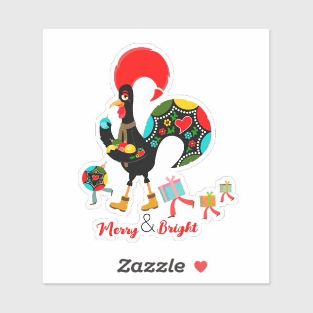 Rooster baubles and gifts Christmas Parade Sticker (Sheet)