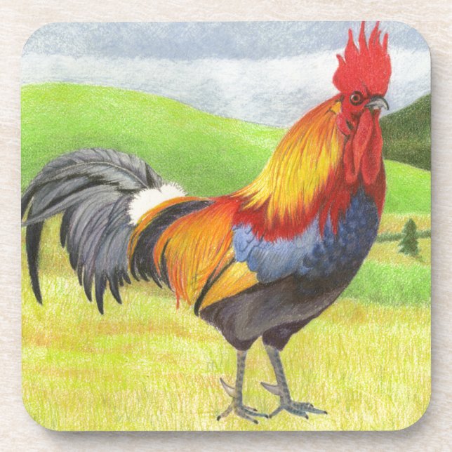 Rooster Beverage Coaster (Front)