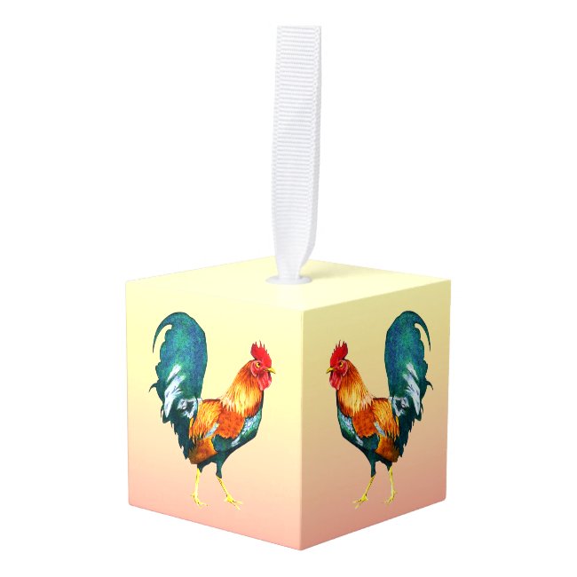 Rooster Bird Animal Cube Ornament