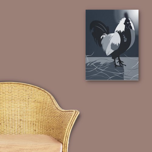 Rooster Bird Country Animal Midnight_Blue Kitchen Canvas Print