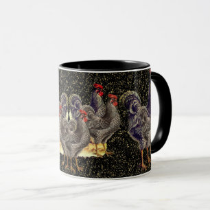 Rooster Black Gold Stars Mug