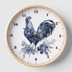 "Rooster" Blue Willow Style Clock