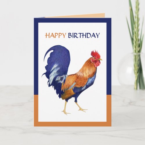 Rooster Border Birthday Card