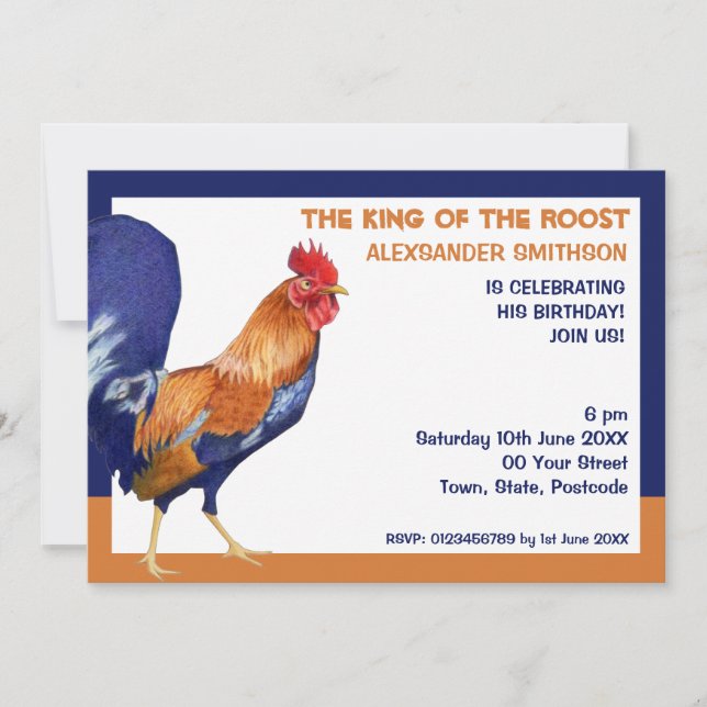 Rooster border Birthday Party Invitation (Front)