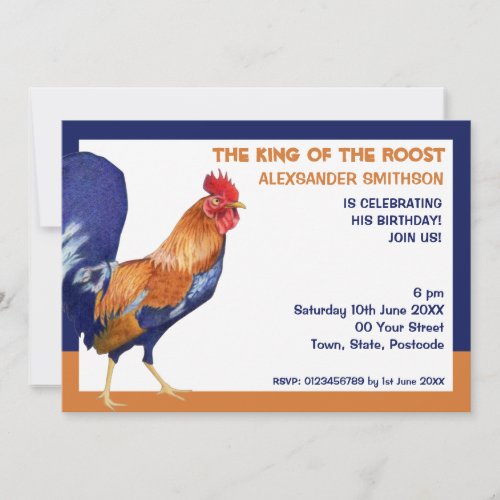 Rooster border Birthday Party Invitation