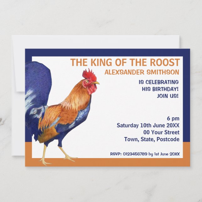 Rooster Border Party Invitation (Front)