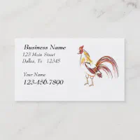 Rooster Illustration, Premium Printed Business Card, popular Customize Your Own Card