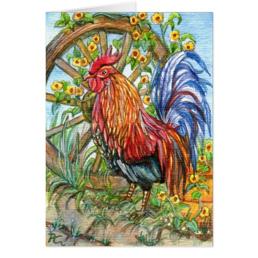 Rooster by Wheel Garden Cards (Front)