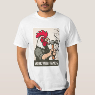 Rooster Carpenter: Work With Hands on Unisex Camo T-Shirt