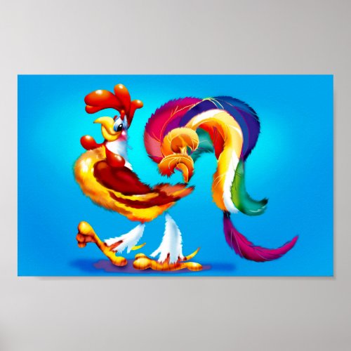 Rooster Cartoon Mini Poster