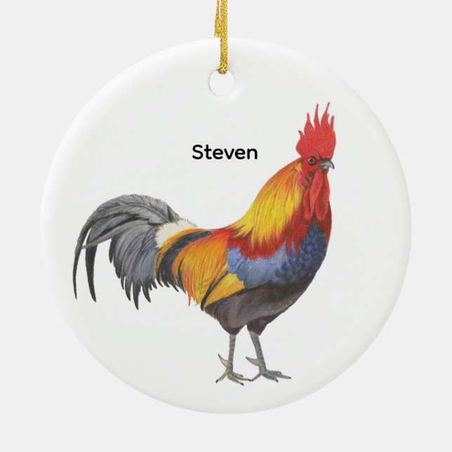 Rooster Ceramic Ornament (Back)