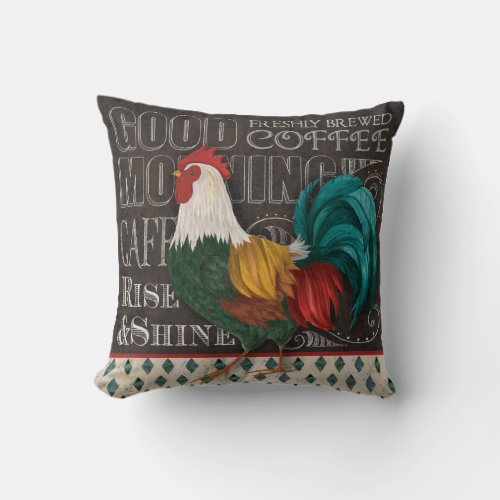 Rooster  Chalkboard Rise Shine Pillow