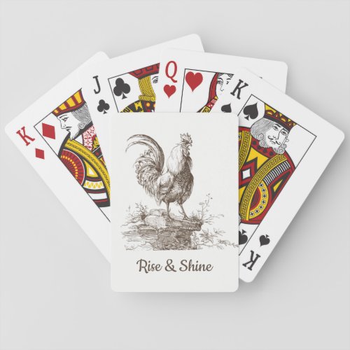 Rooster charming sepia tone illustration playing cards