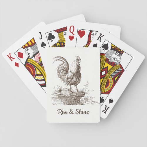 Rooster charming sepia tone illustration poker cards