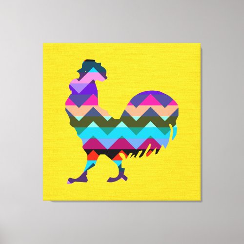 Rooster Chevron Canvas Print