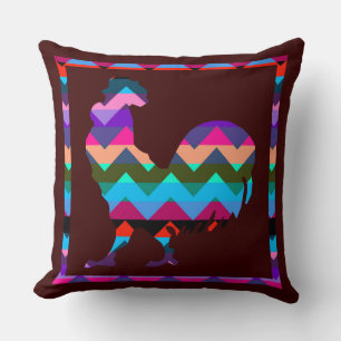 Rooster Chevron Pattern Throw Pillow