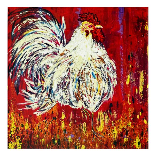 Rooster Chicken Acrylic Wall Art (Front)