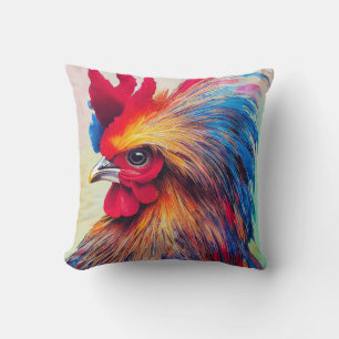Rooster Chicken Animal Discovery Adventure Nature  Throw Pillow
