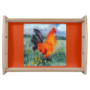 Rooster Chicken Art Serving Tray