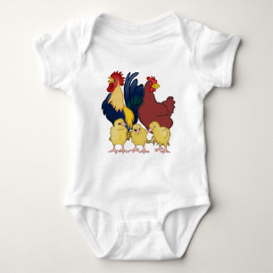 Rooster Chicken & Chicks Baby Bodysuit