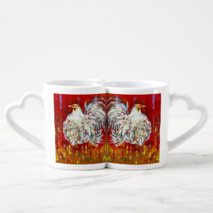 Rooster Chicken Coffee Mug Set