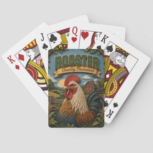 Rooster Chicken Country Farmstead POPCUT Poker Cards