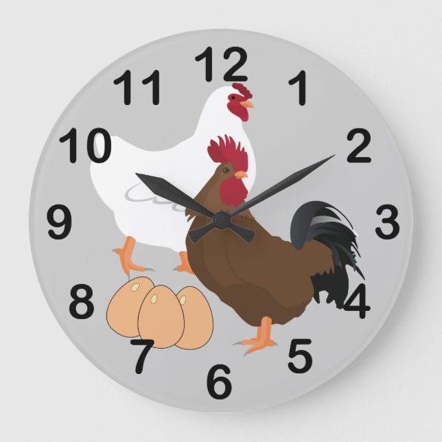 Rooster Chicken Eggs RoundWall Clock (Front)