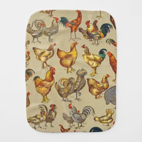 Rooster Chicken Farm Animal Poultry Country Baby Burp Cloth