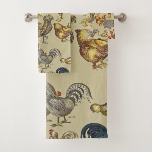 Rooster Chicken Farm Animal Poultry Country Bath Towel Set