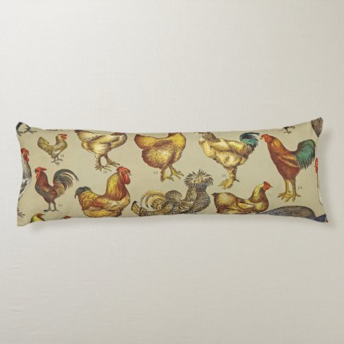 Rooster Chicken Farm Animal Poultry Country Body Pillow