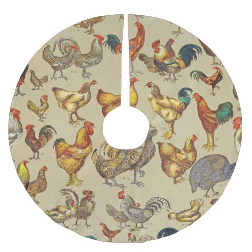 Rooster Chicken Farm Animal Poultry Country Brushed Polyester Tree Skirt