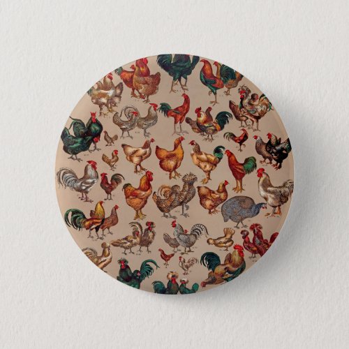 Rooster Chicken Farm Animal Poultry Country Button