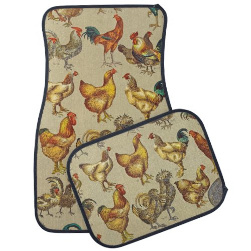 Rooster Chicken Farm Animal Poultry Country Car Floor Mat