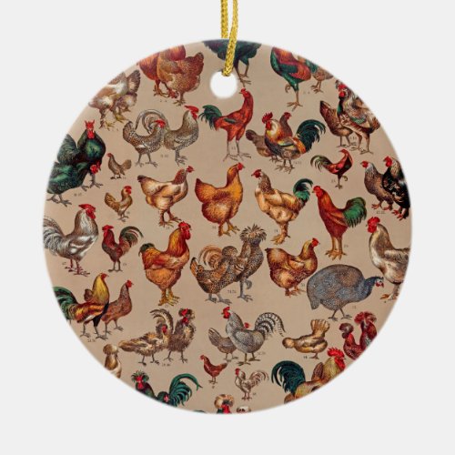 Rooster Chicken Farm Animal Poultry Country Ceramic Ornament