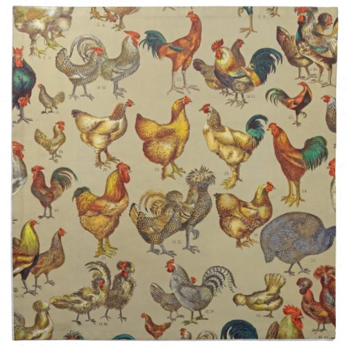 Rooster Chicken Farm Animal Poultry Country Cloth Napkin