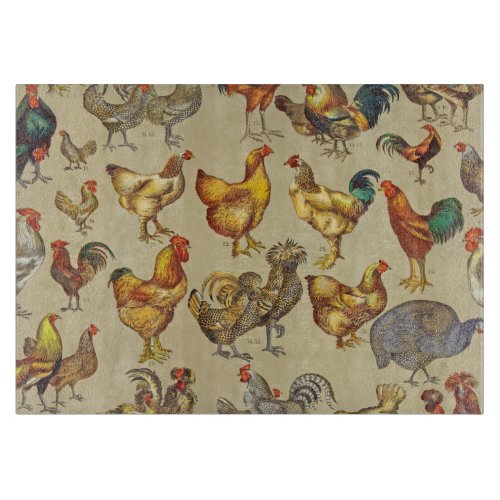Rooster Chicken Farm Animal Poultry Country Cutting Board