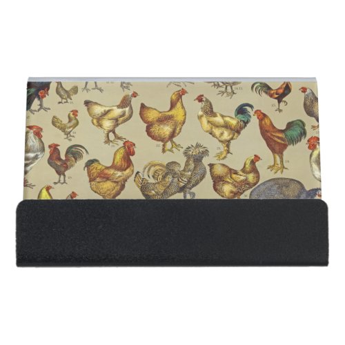 Rooster Chicken Farm Animal Poultry Country Desk Business Card Holder