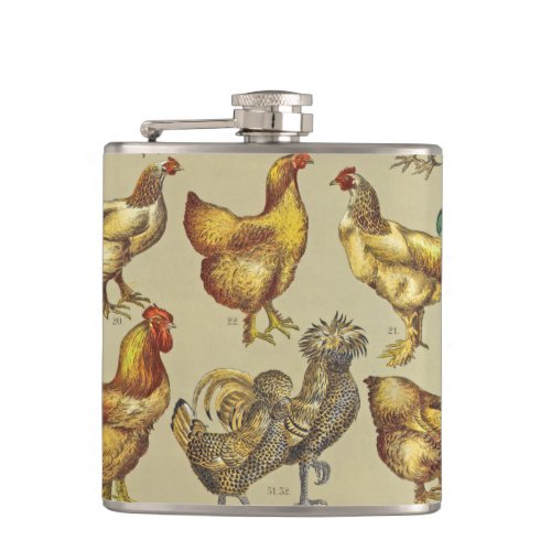 Rooster Chicken Farm Animal Poultry Country Flask