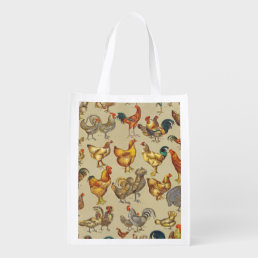 Rooster Chicken Farm Animal Poultry Country Grocery Bag