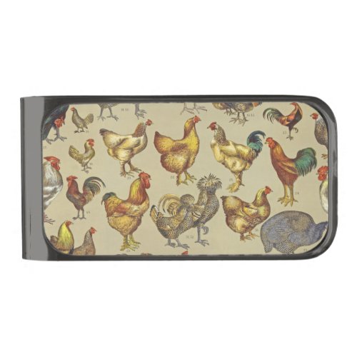 Rooster Chicken Farm Animal Poultry Country Gunmetal Finish Money Clip