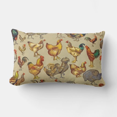 Rooster Chicken Farm Animal Poultry Country Lumbar Pillow