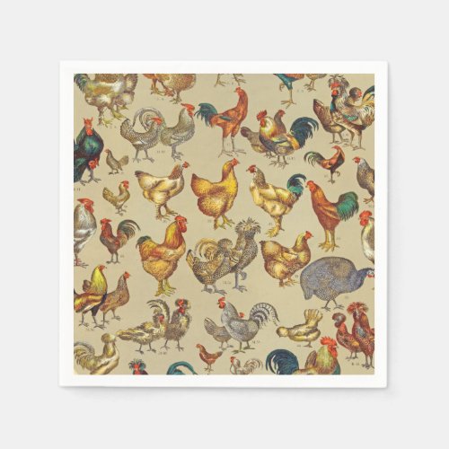 Rooster Chicken Farm Animal Poultry Country Napkins