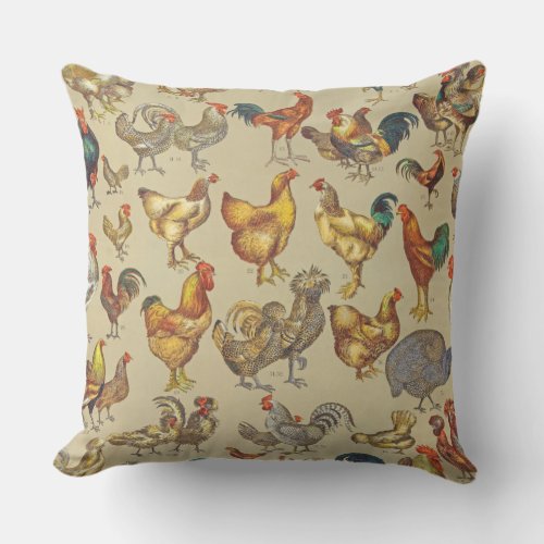 Rooster Chicken Farm Animal Poultry Country Outdoor Pillow