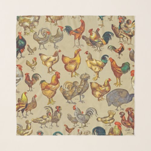 Rooster Chicken Farm Animal Poultry Country Scarf