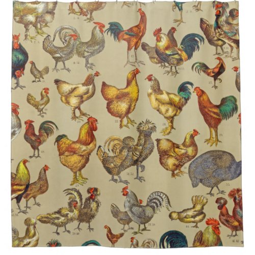 Rooster Chicken Farm Animal Poultry Country Shower Curtain