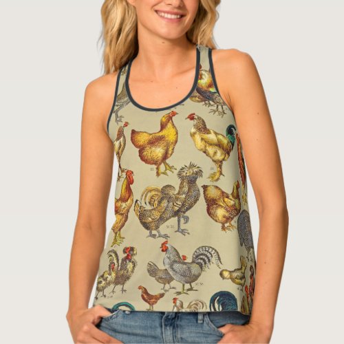 Rooster Chicken Farm Animal Poultry Country Tank Top