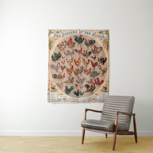 Rooster Chicken Farm Animal Poultry Country Tapestry