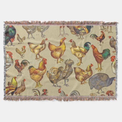 Rooster Chicken Farm Animal Poultry Country Throw Blanket