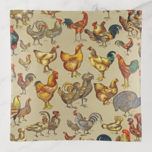 Rooster Chicken Farm Animal Poultry Country Trinket Tray