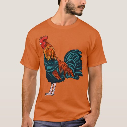 Rooster Chicken Farm Chickens Farms Farming T_Shirt